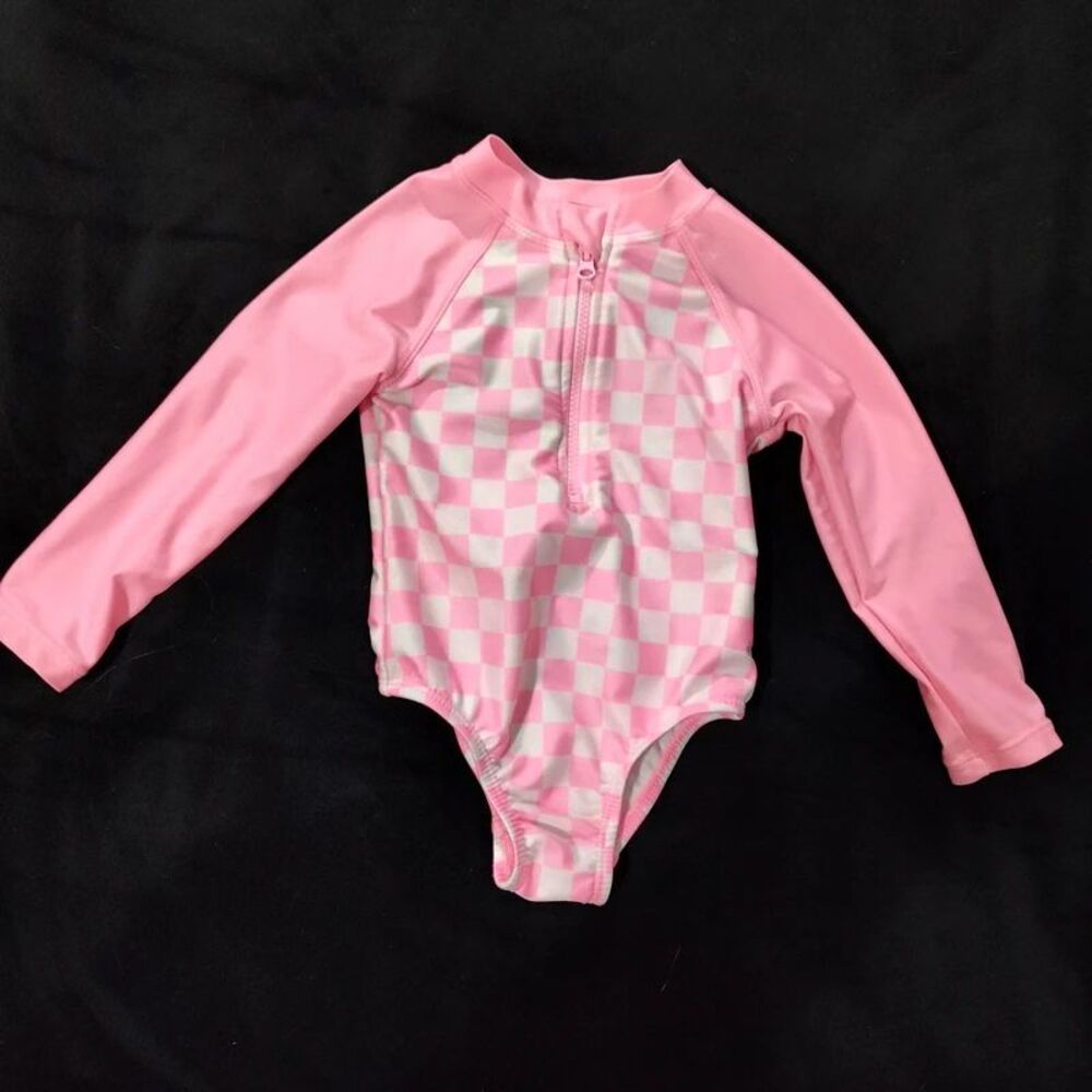 Wonder Nation Pink White One Piece Swimsuit Baby Girl 12 mos